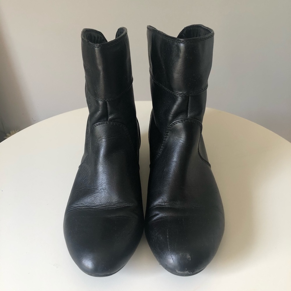 Black Leather Short Boots